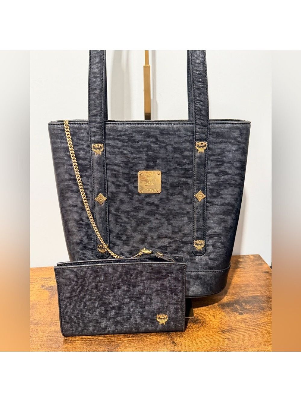 MCM Black Saffiano Leather Bucket Bag with Mini Pouch - Picture 1 of 10